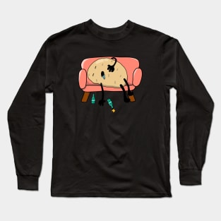 Funny Couch Potato Cartoon Long Sleeve T-Shirt
